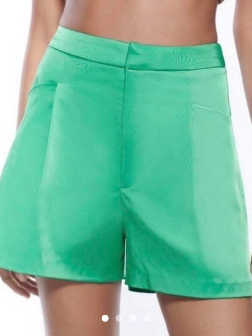 Zara Satin Women's High-Rise Green Tailored Shorts